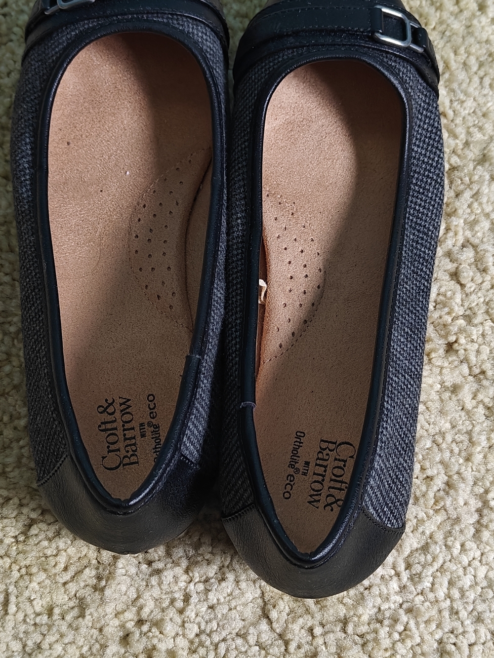 Croft & barrow Black Women's Slip-On Ballet Flats with Buckle Accent